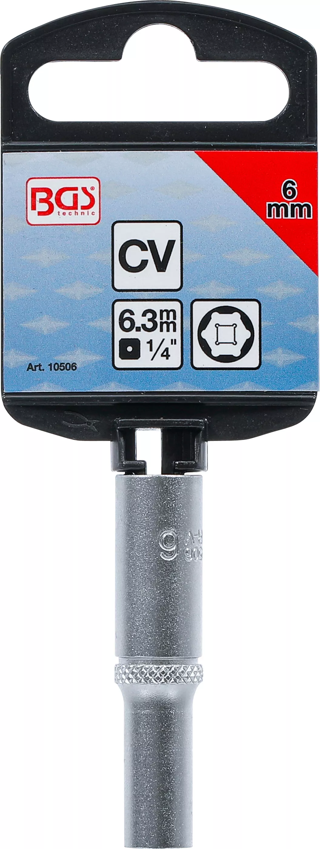 Nástrčná hlavice šestihranná, 1/4", 6 mm, prodloužená - B10506