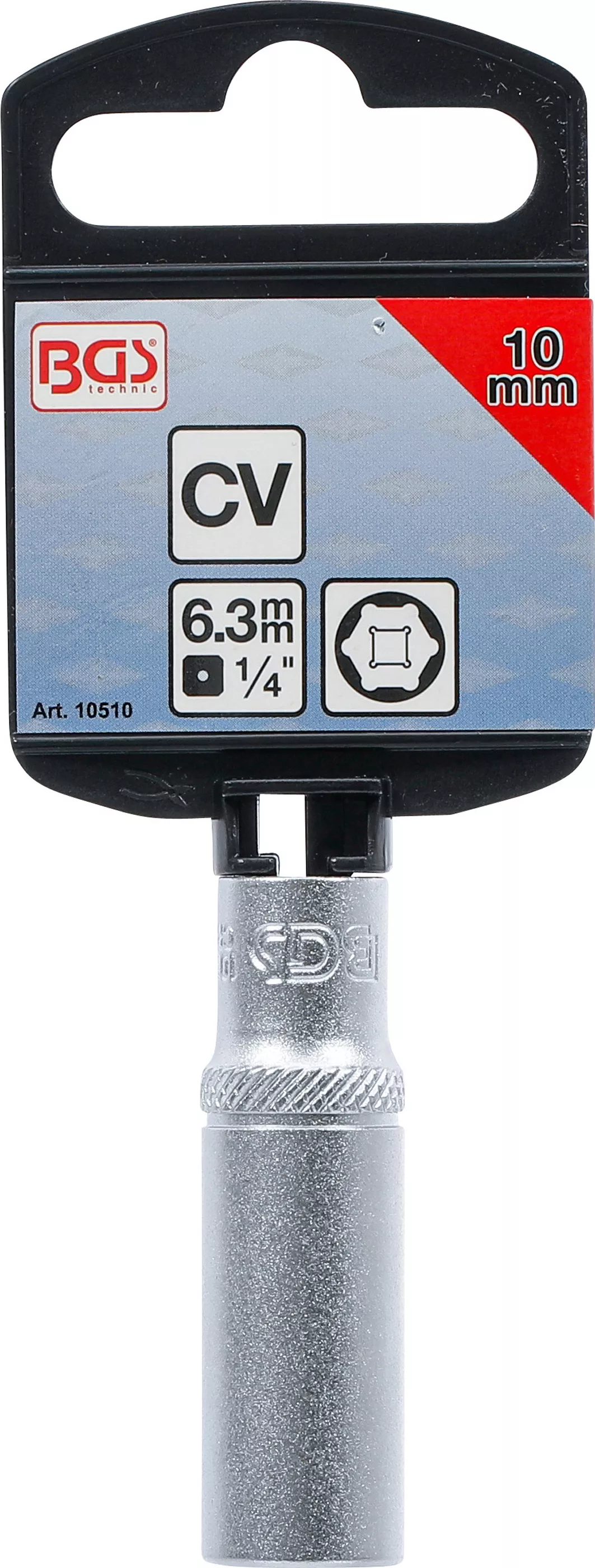 Nástrčná hlavice šestihranná, 1/4", 10 mm, prodloužená - B10510