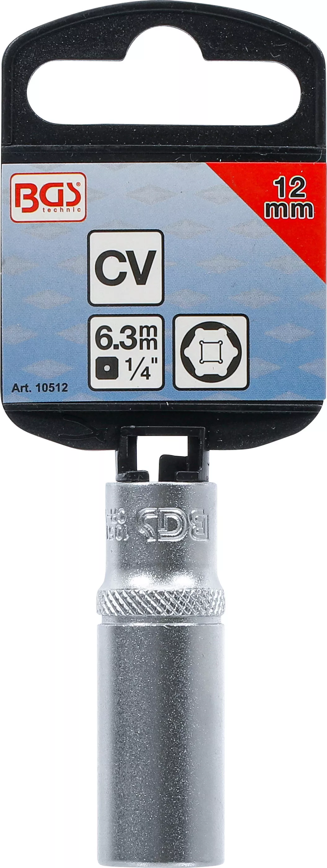 Nástrčná hlavice šestihranná, 1/4", 12 mm, prodloužená - B10512