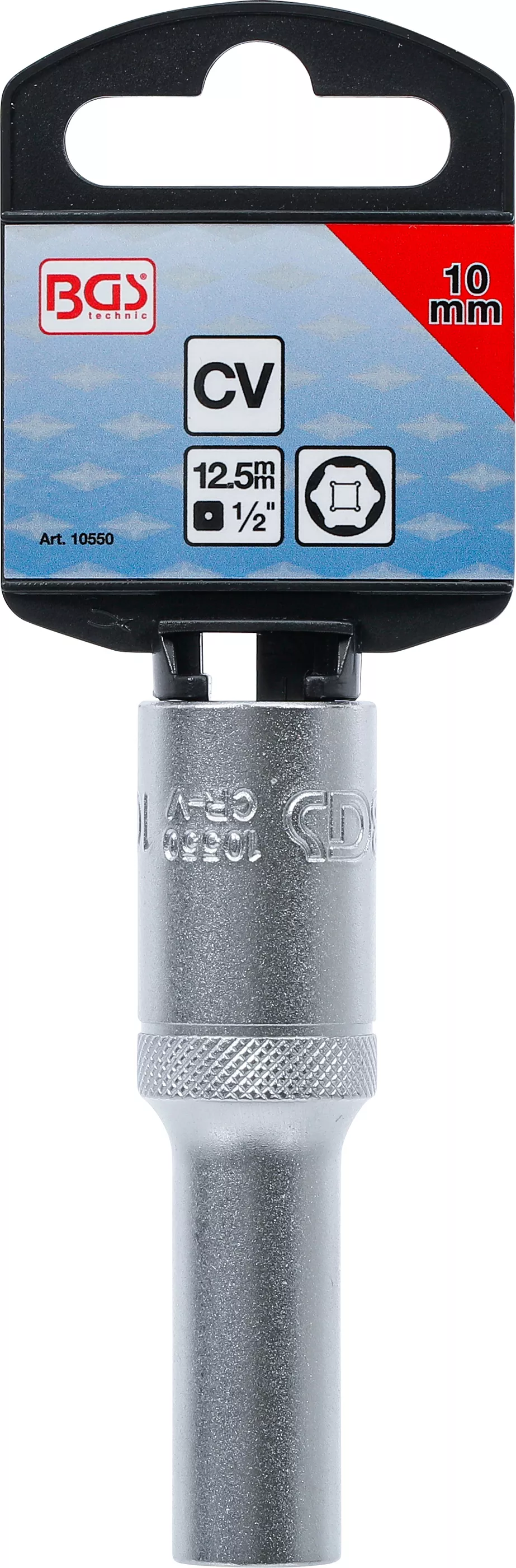 Nástrčná hlavice šestihranná, 1/2", 10 mm, prodloužená - B10550