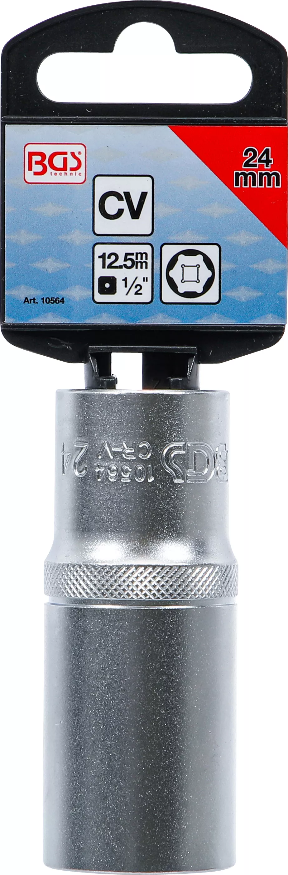 Nástrčná hlavice šestihranná, 1/2", 24 mm, prodloužená - B10564