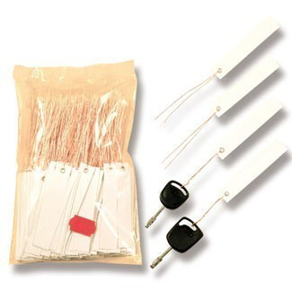 Bílé NIRO plastové visačky na klíče s měděným drátkem 250ks - 434080100