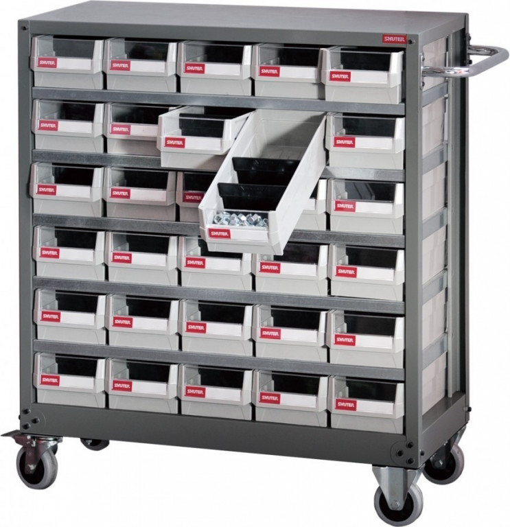 Pojízdný kovový organizér dílenský s 30 zásuvkami pro náročné použití - NHD-530