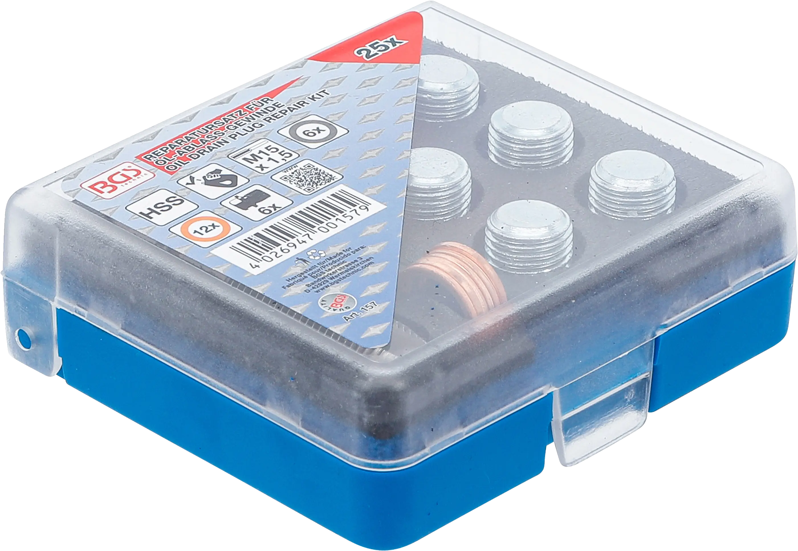 Sada pro opravu závitů olejových van M15 x 1,5 mm, BGS - B157
