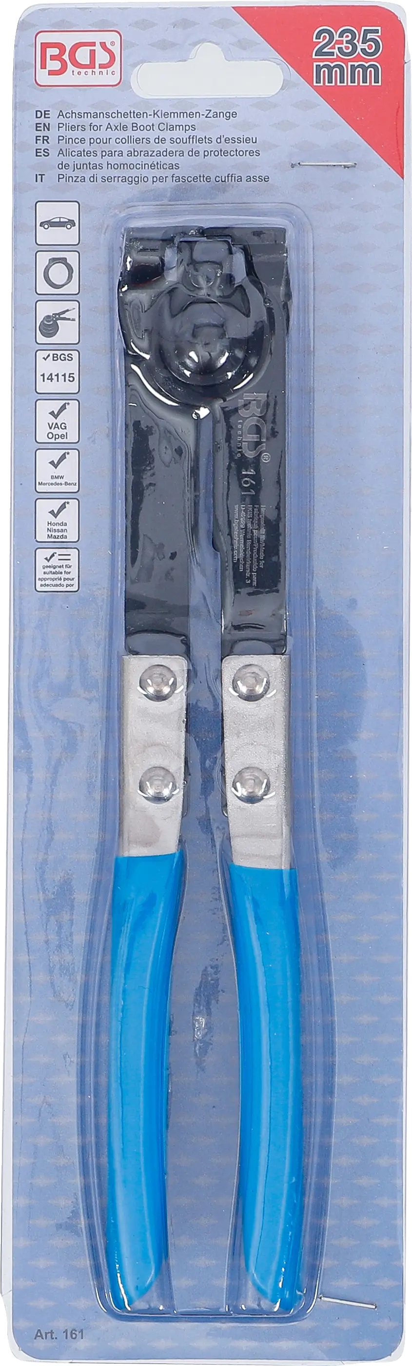 Kleště na svorky nápravových manžet 235 mm, BGS - B161