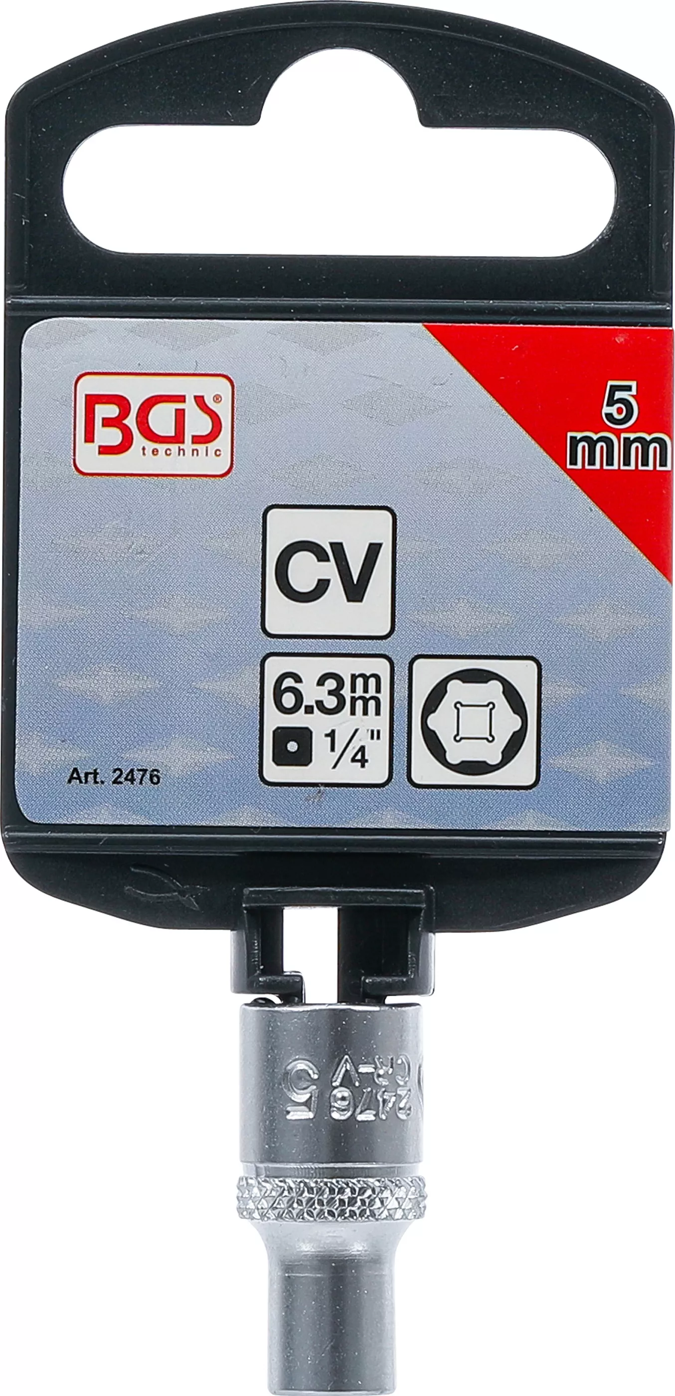 Nástrčná hlavice šestihranná,1/4", 5 mm, BGS - B2476