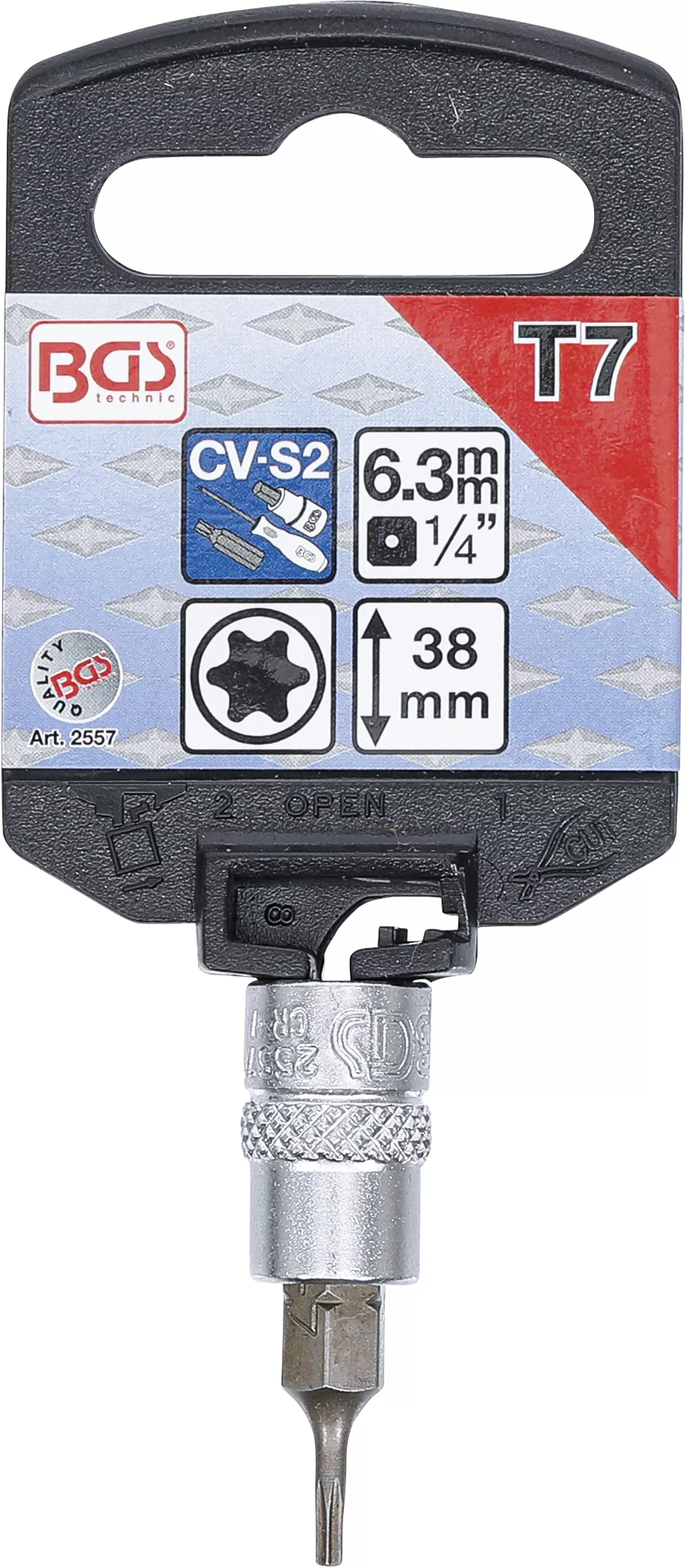 Nástrčná hlavice s bitem TORX 1/4", T7 (T-profil), BGS - B2557