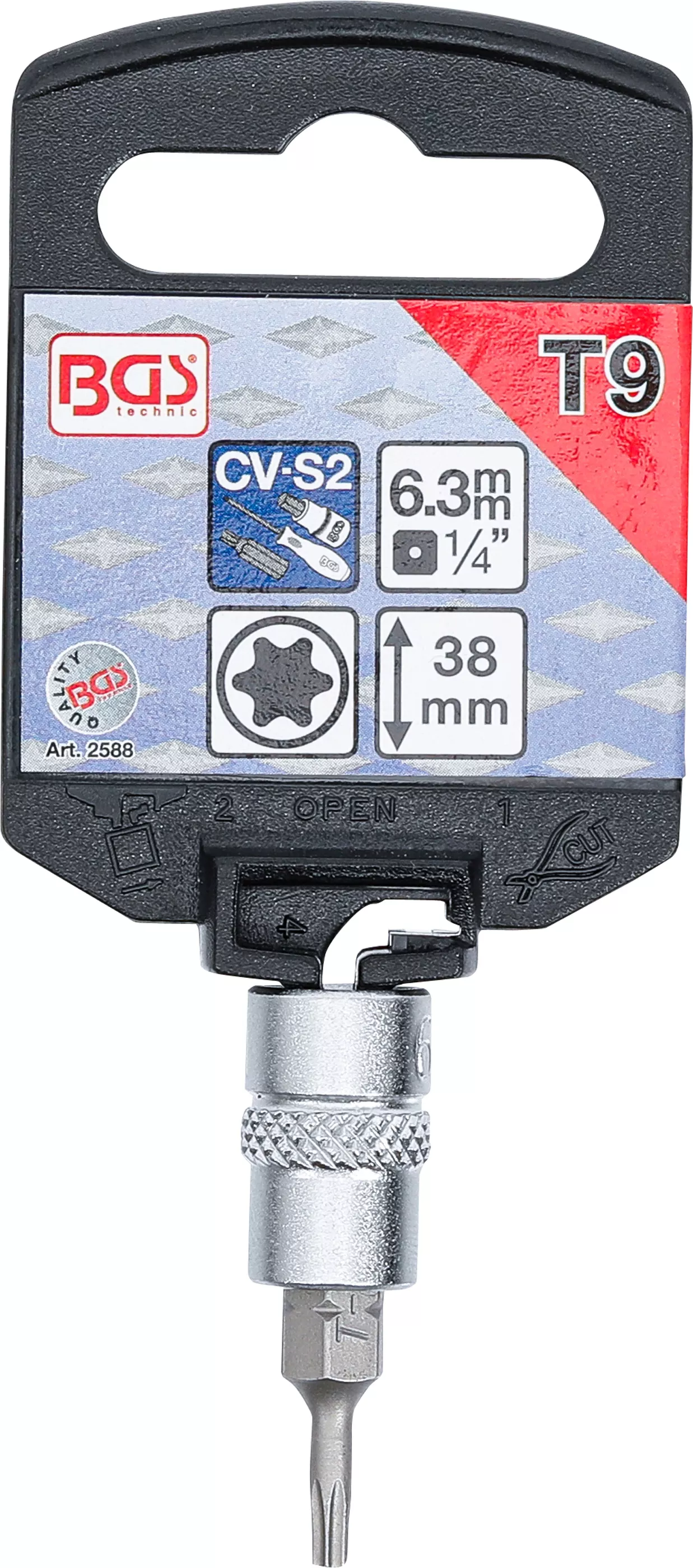 Nástrčná hlavice s bitem TORX 1/4", T9 (T-profil), BGS - B2588