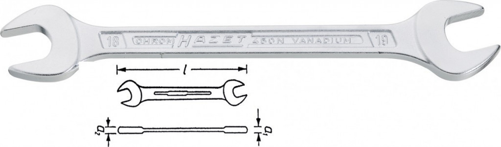 Oboustranný plochý klíč 450N - 8x9 mm (otevřený) Hazet (HA020744)