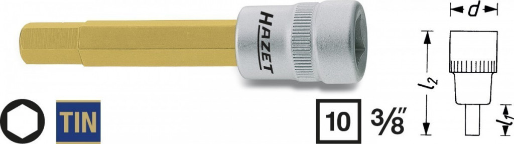 Hlavice s bitem HEX 3/8" S10 Hazet 8801-10 - HA039340