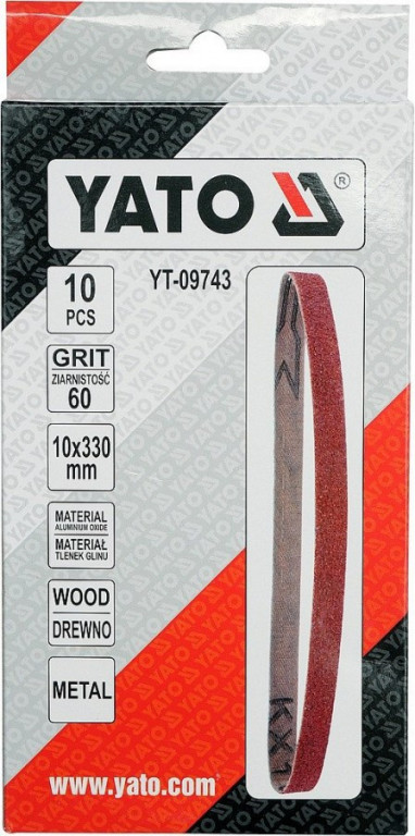 Brúsny pás 10 x 330 mm, P60, 10 ks YT-09743