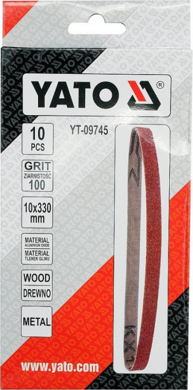 Brusný pás 10 x 330 mm, P100, 10 ks YT-09745