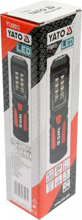 Lampa montážna 8 +1 LED, hák + magnet - YT-08513
