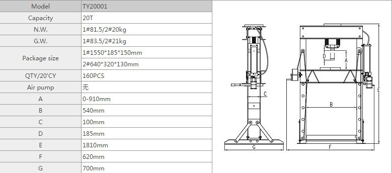 Hydraulický lis 20t, AHProfi - TY20001