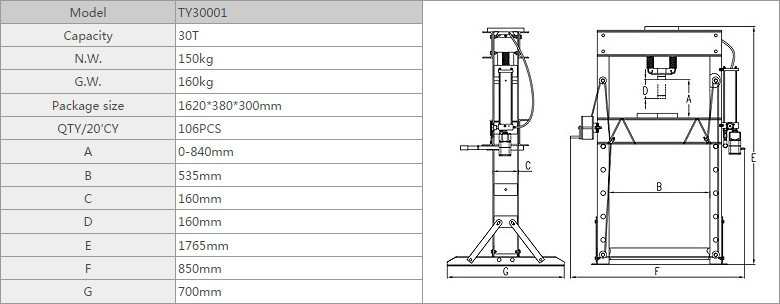 Hydraulický lis 30t TY30001