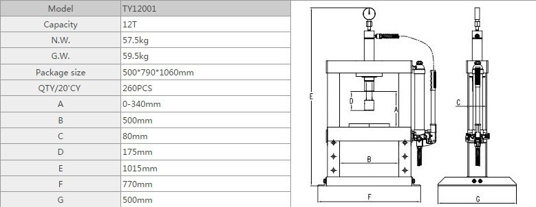 Hydraulický lis 12t, AHProfi - BR12001