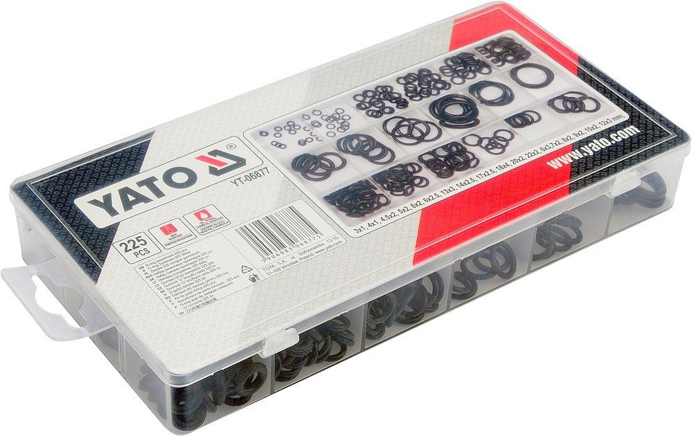 O krúžok gumová tesniaca sada 225ks, 3x1 - 22x2mm