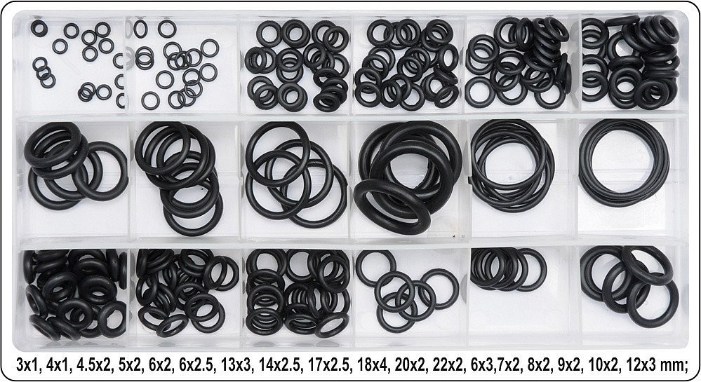 O krúžok gumová tesniaca sada 225ks, 3x1 - 22x2mm