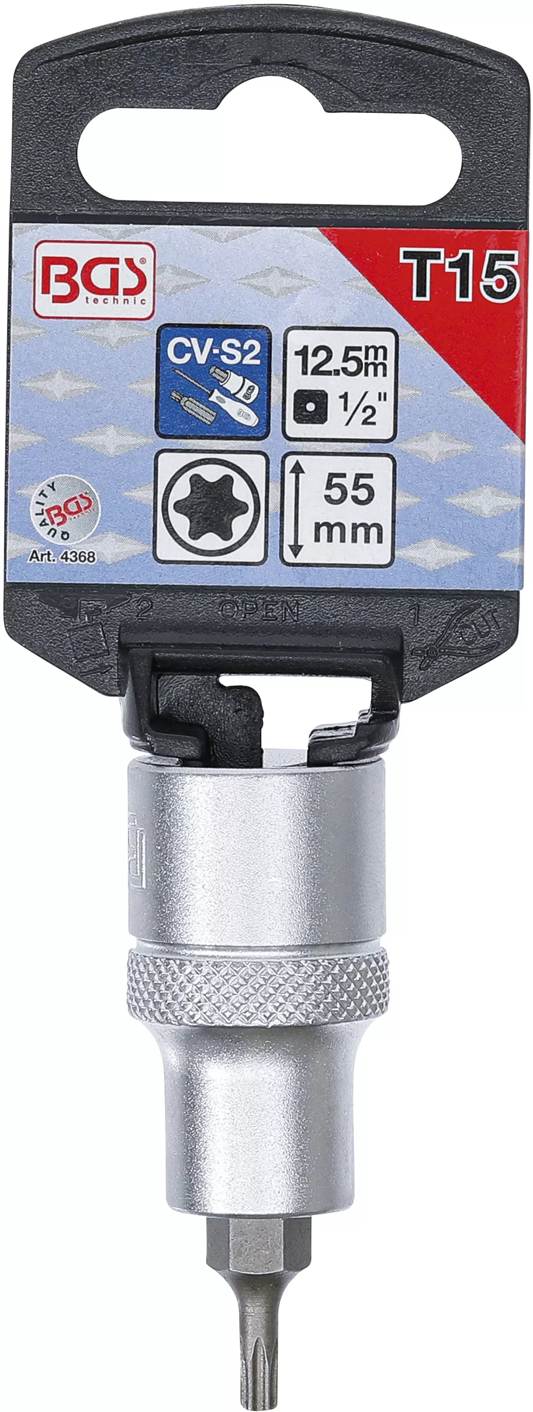 Nástrčná hlavice s bitem TORX 1/2", T15 (T-profil), BGS - B4368