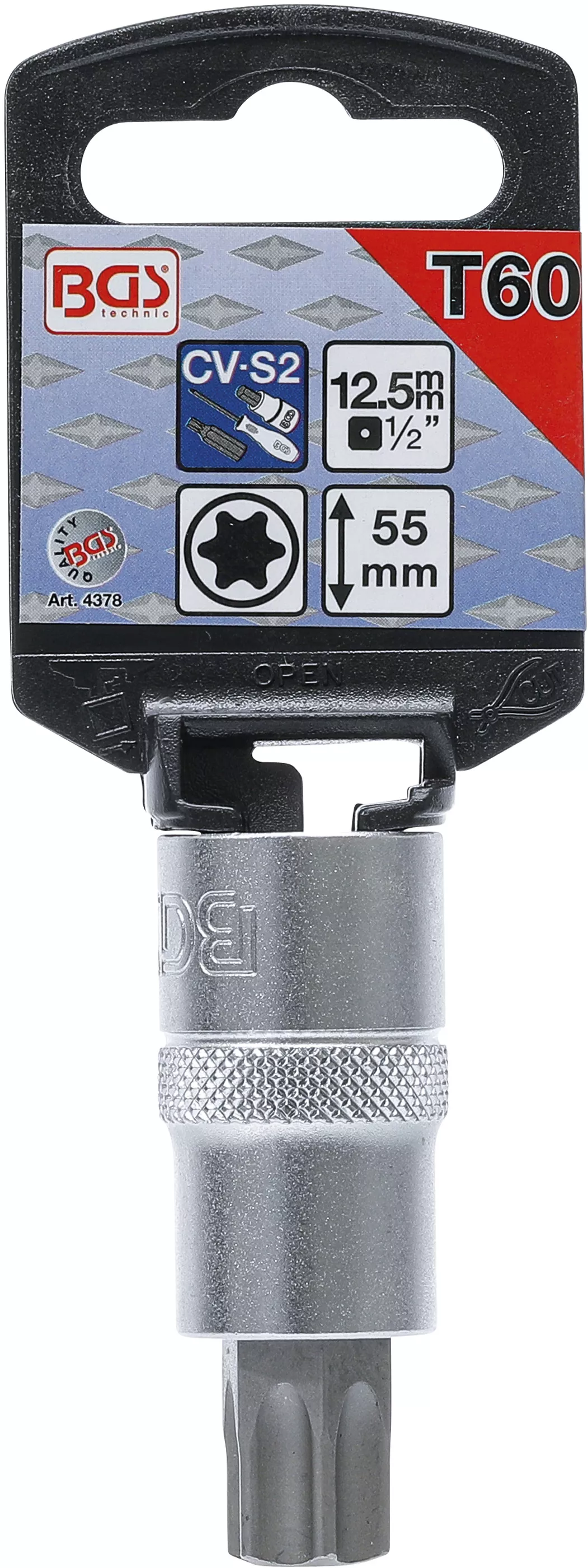 Nástrčná hlavice s bitem TORX 1/2", T60 (T-profil), BGS - B4378