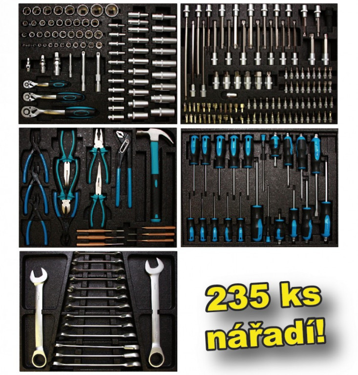 Súprava náradia do dielenského vozíka 235 ks - SADA004