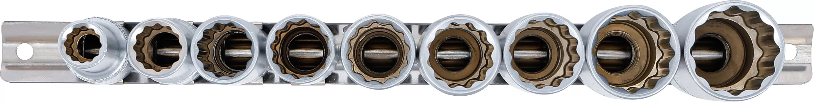 Sada nástrčných hlavic 1/2", dvanáctihran, 10 - 24 mm, 9 ks, BGS 5253