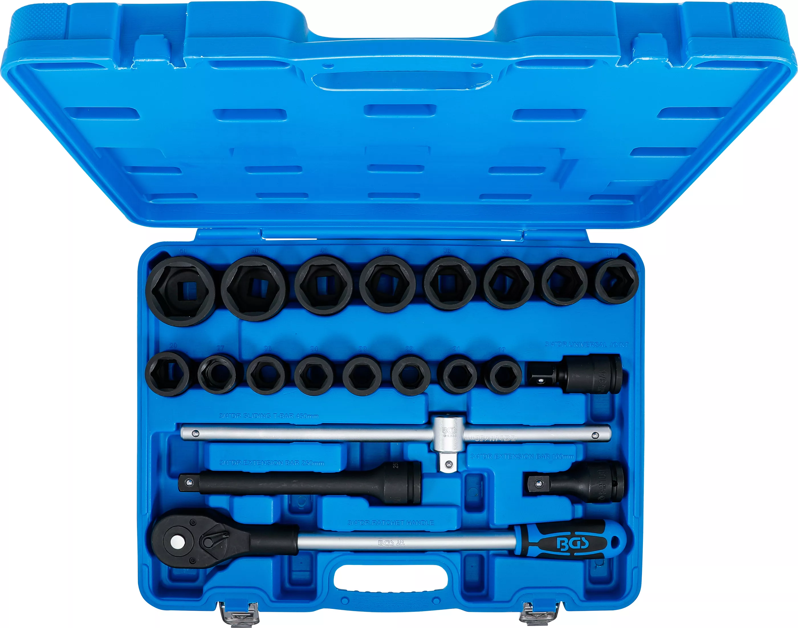Sada silových nástrčných hlavic HEX 3/4", 21 ks,  BGS - B5258