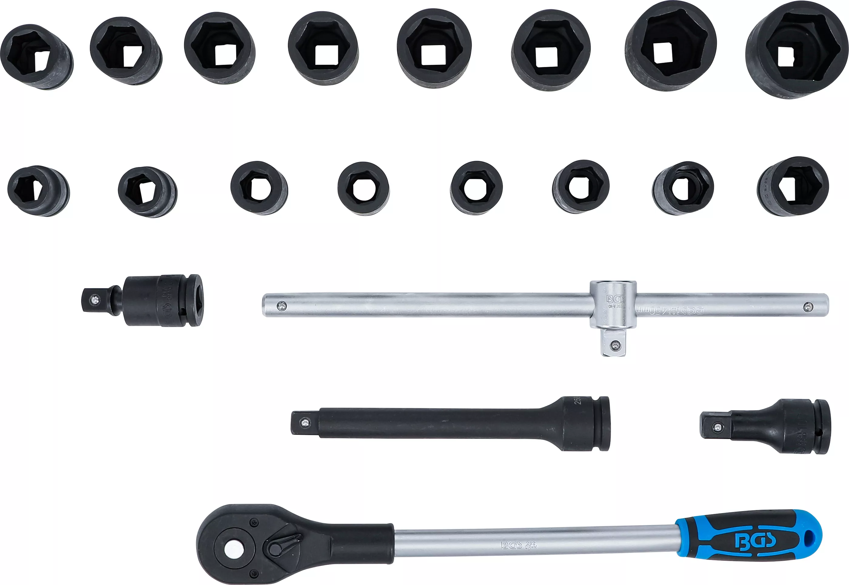 Sada silových nástrčných hlavic HEX 3/4", 21 ks,  BGS - B5258