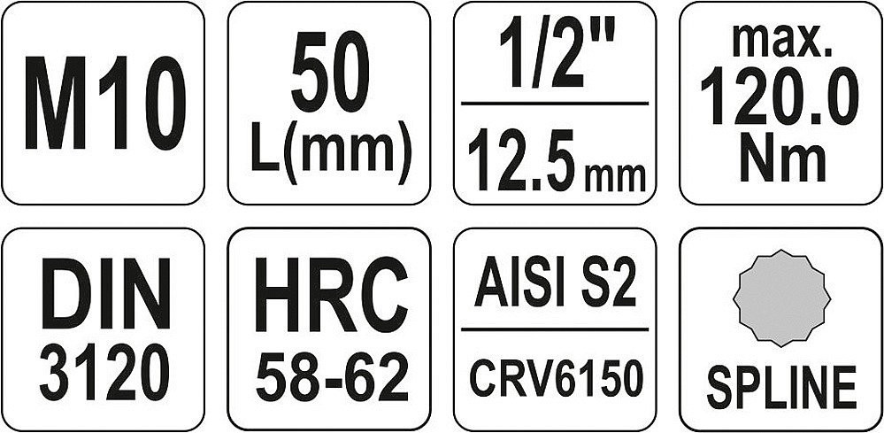Hlavice s bity XZN 1/2" M10 YATO - YT-04343