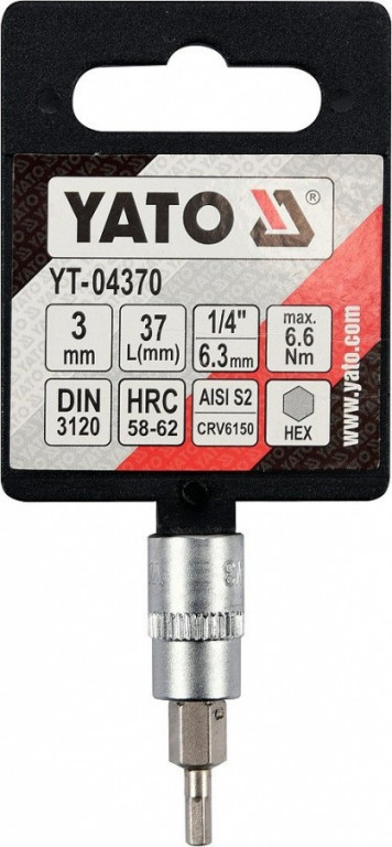 Hlavice s bitem HEX 1/4" H3 Yato - YT-04370