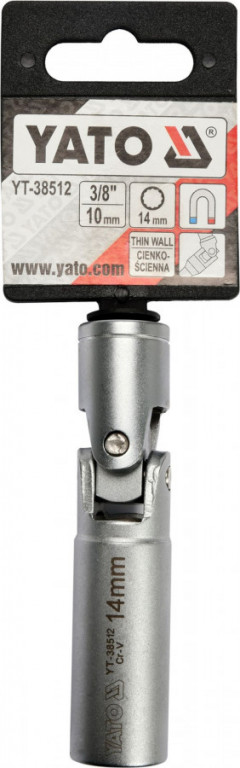 Magnetický kĺbový nástrčný kľúč na sviečky 3/8" 14 mm - YT-38512