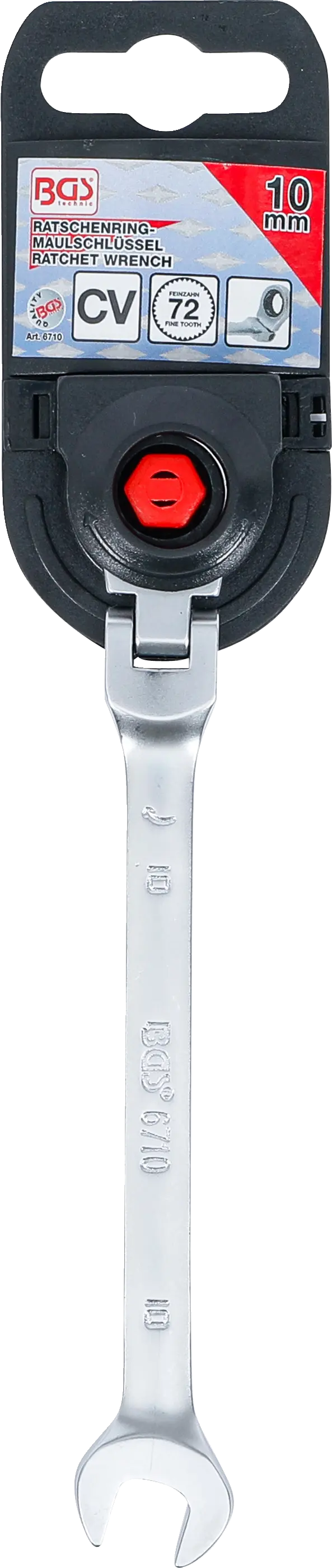Ráčnový očkoplochý klíč 10 mm s kloubem, BGS - B6710