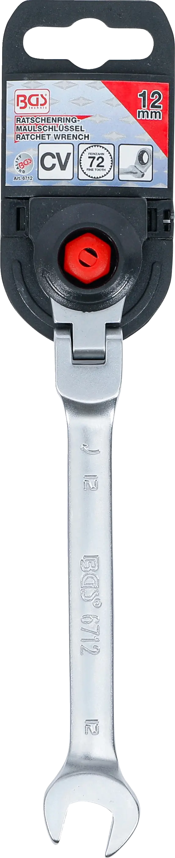 Ráčnový očkoplochý klíč 12 mm s kloubem, BGS - B6712