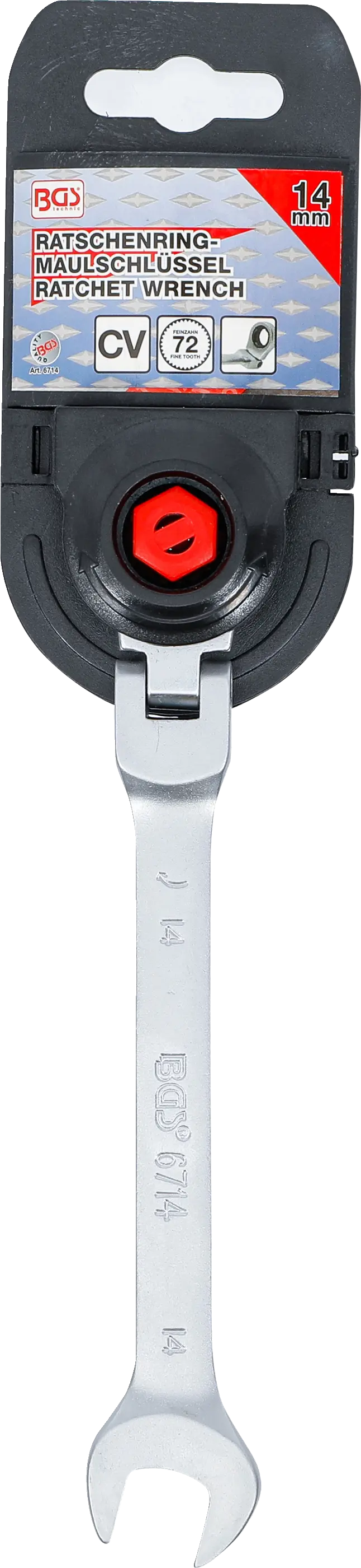 Ráčnový očkoplochý klíč 14 mm s kloubem, BGS - B6714