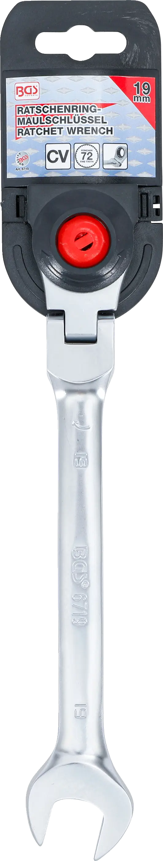 Ráčnový očkoplochý klíč 19 mm s kloubem, BGS - B6719