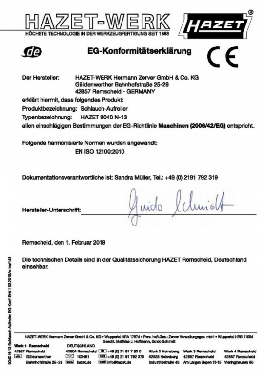 Samonavíjecí buben s hadicí pro stlačený vzduch nebo vodu, 15m - HA206445