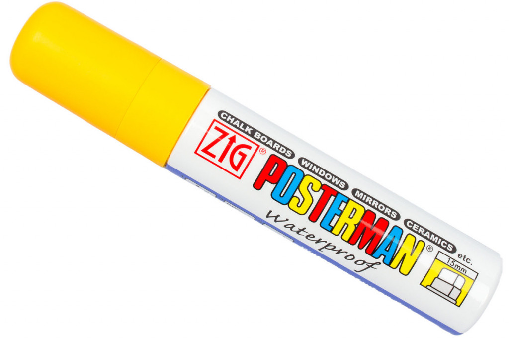 Fixy na sklo Posterman vodeodolné - 15 mm - žltá - 458030020