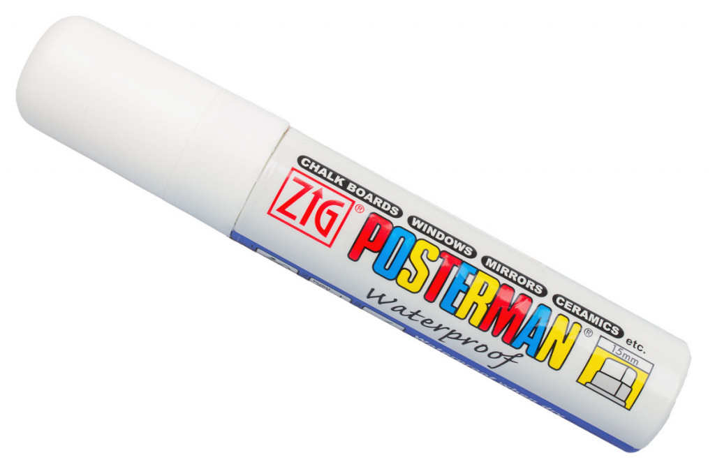 Fixy na sklo Posterman vodeodolné - 15 mm - biela - 458080020