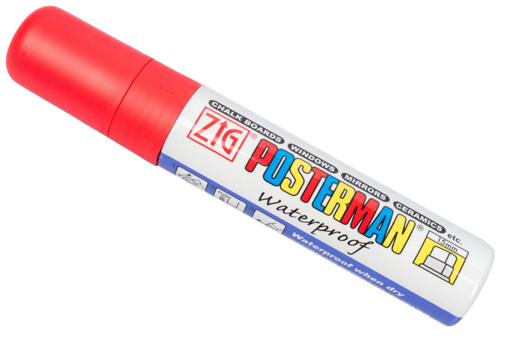 Fixy na sklo Posterman vodeodolné - 15 mm - červená - 458020020
