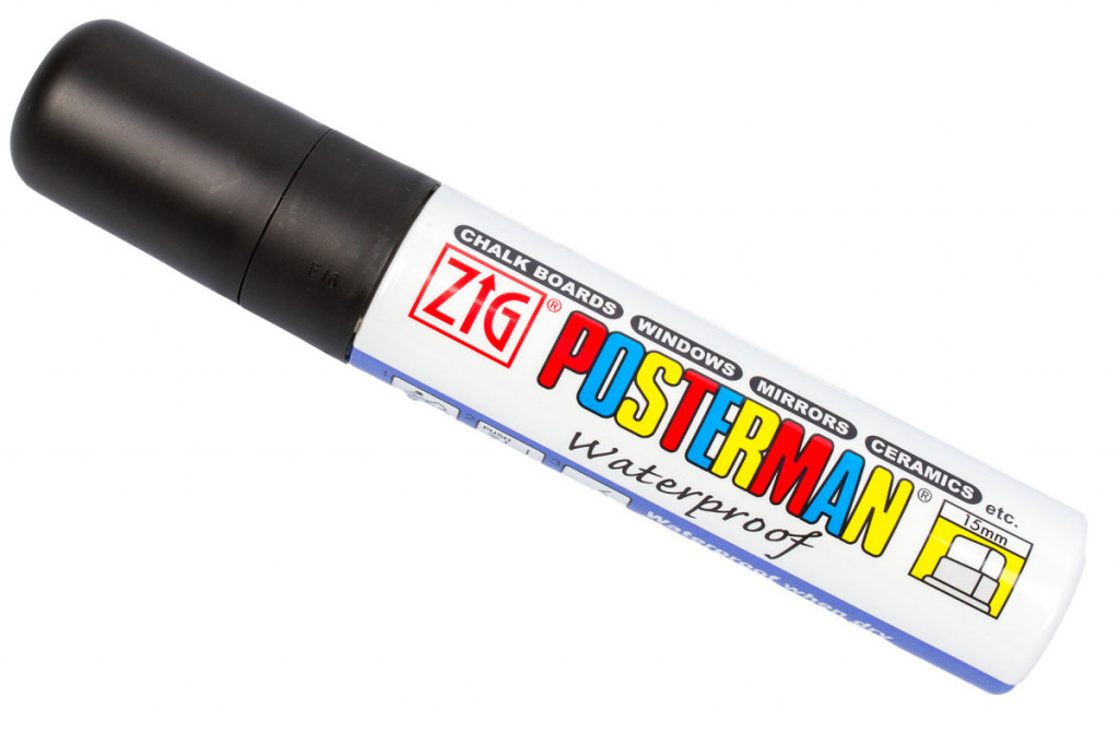 Fixy na sklo Posterman vodeodolné - 15 mm - čierna - 458100020