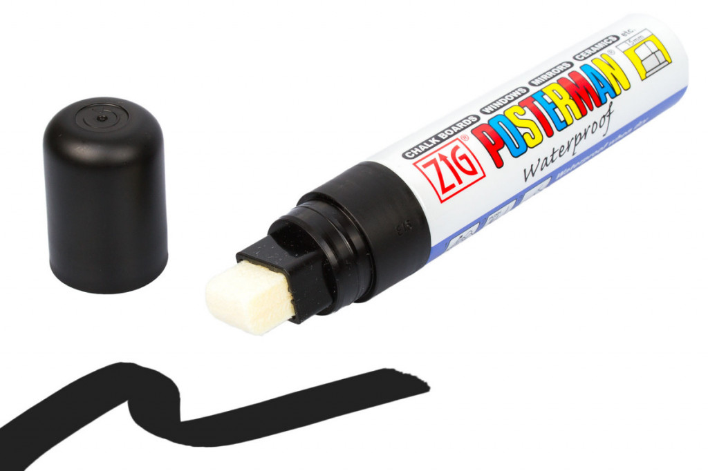Fixy na sklo Posterman vodeodolné - 15 mm - čierna - 458100020
