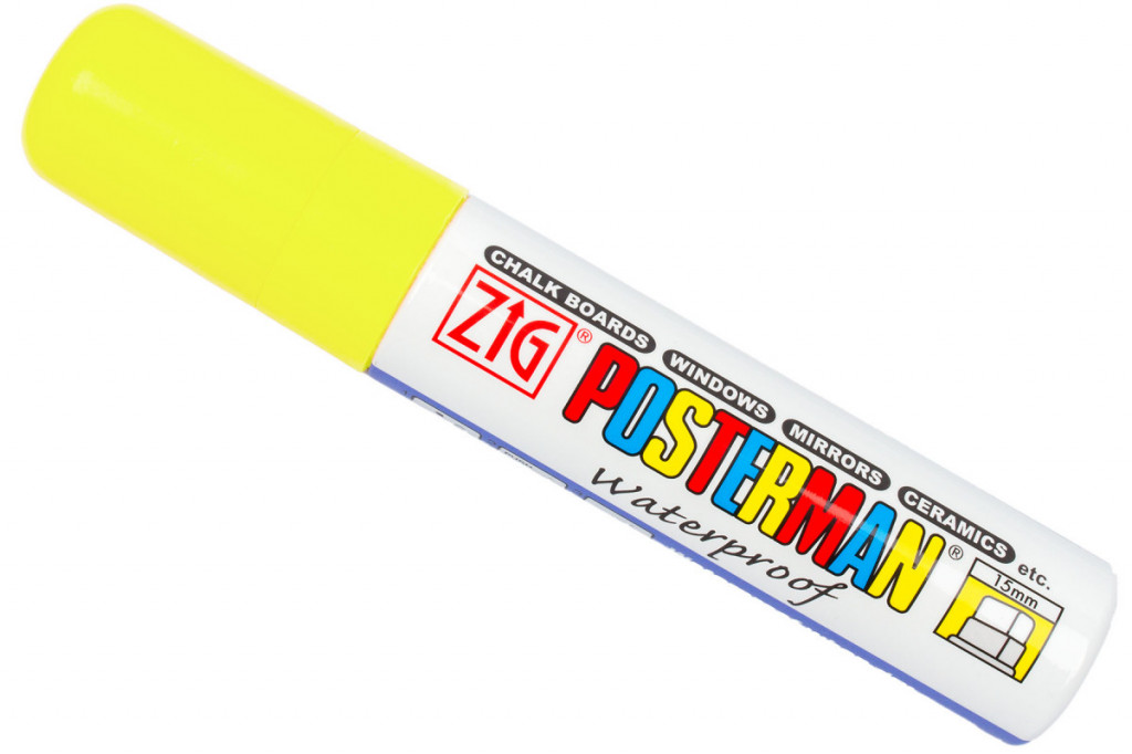 Fixy na sklo Posterman vodeodolné - 15 mm - žltá fl. - 458030030