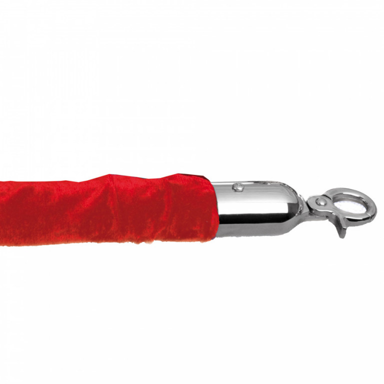 Luxusní lano k ohrazení 180cm červené s chromem - 221020230