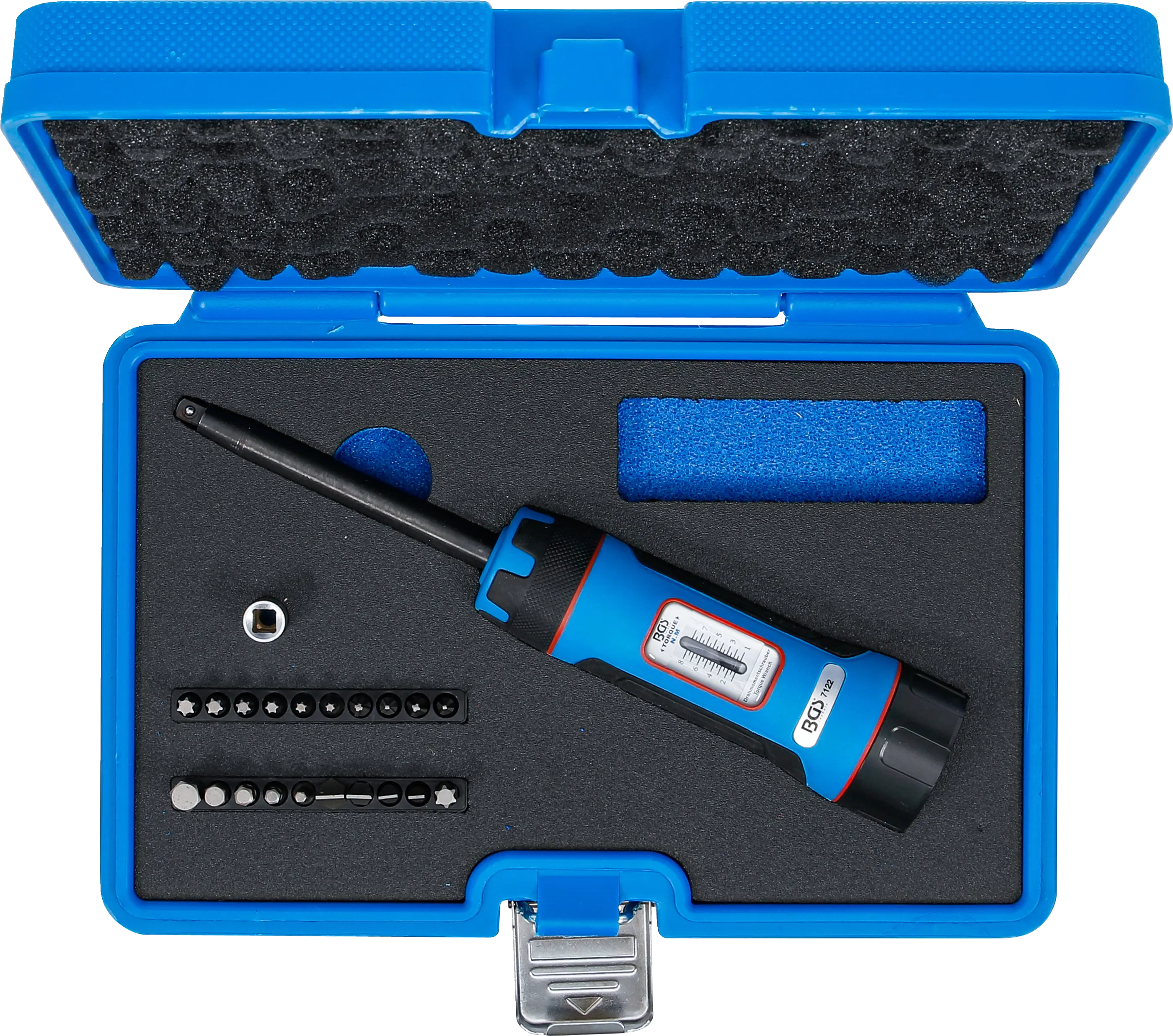 Momentový šroubovák 1/4", 1–8 Nm s bity a hlavicemi 22 ks, BGS - B7122