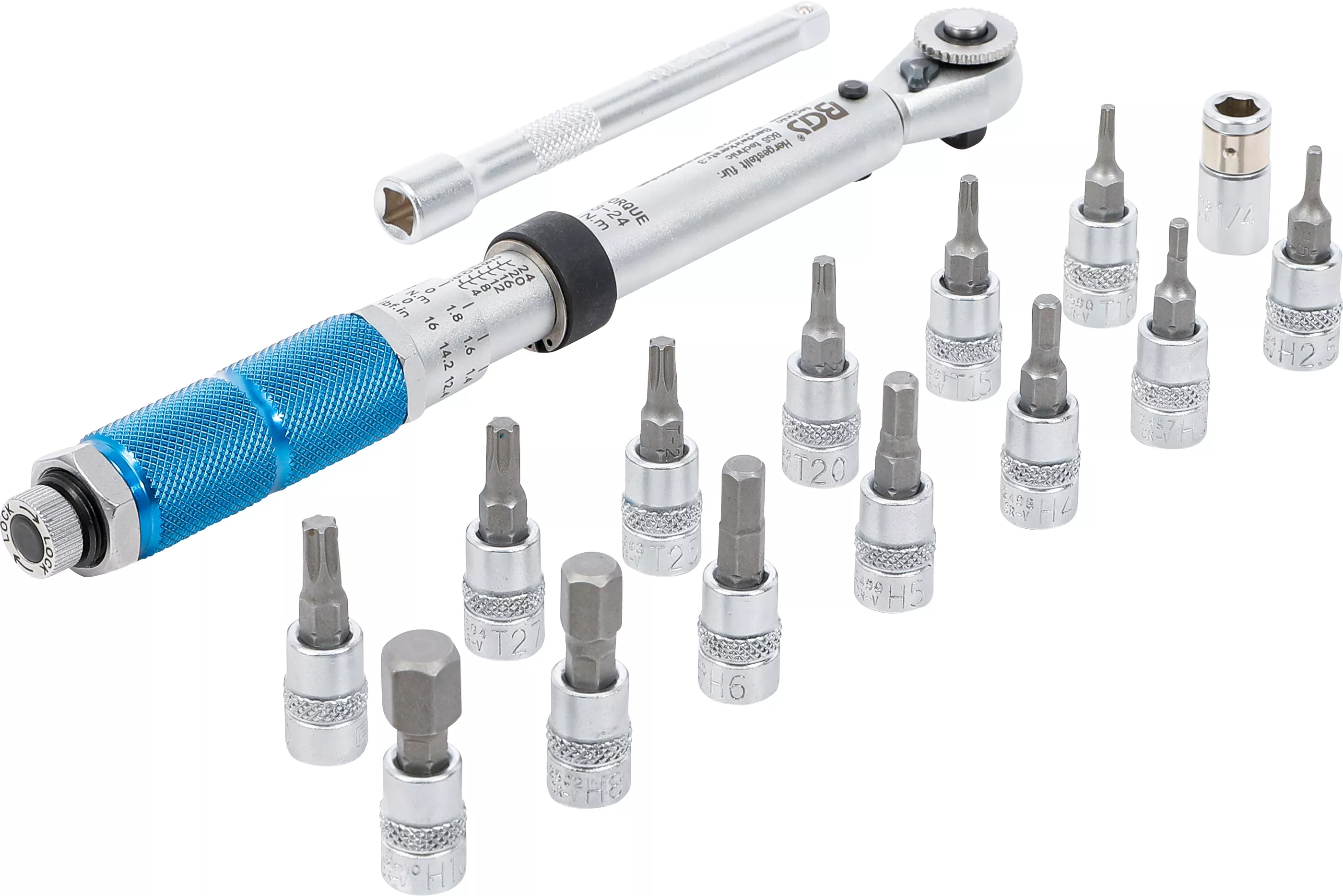 Sada momentových klíčů, 1/4", 3 - 24 Nm, 16 ks, BGS - B72088