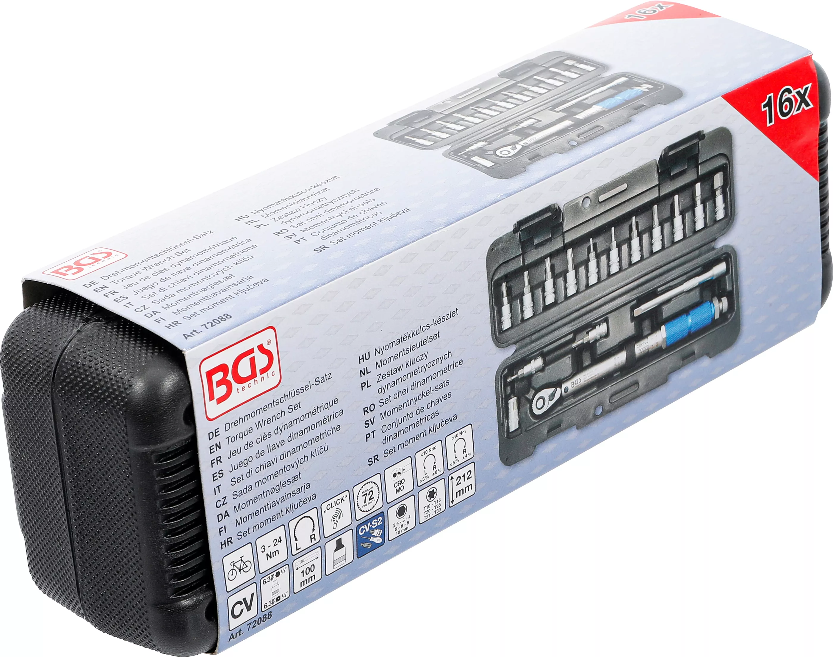 Sada momentových klíčů, 1/4", 3 - 24 Nm, 16 ks, BGS - B72088