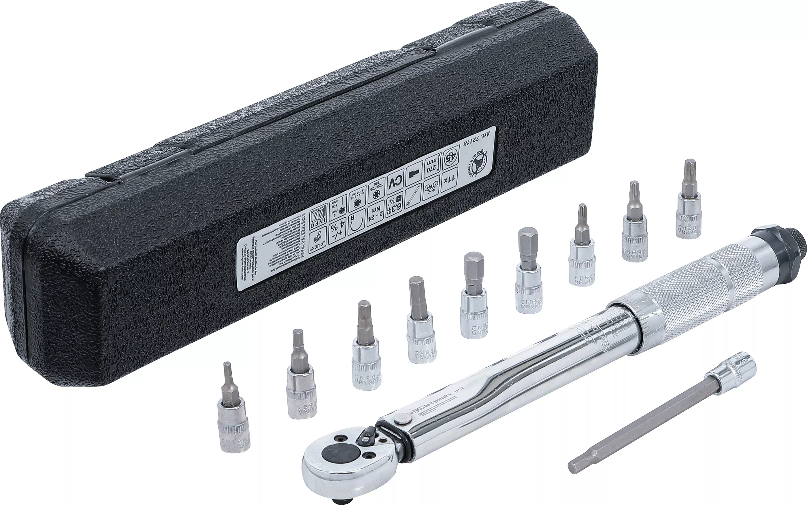 Sada momentových klíčů 1/4", 2 - 24 Nm, 11 ks, BGS - B72118