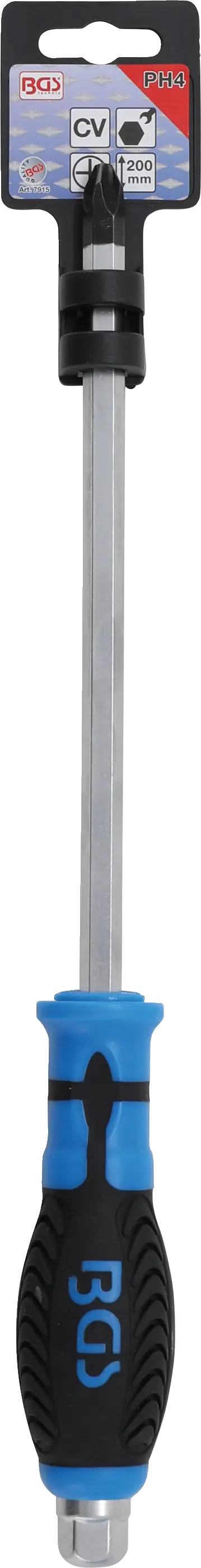 Křížový šroubovák PH4 s vnějším šestihranem, 200 mm, BGS - B7915