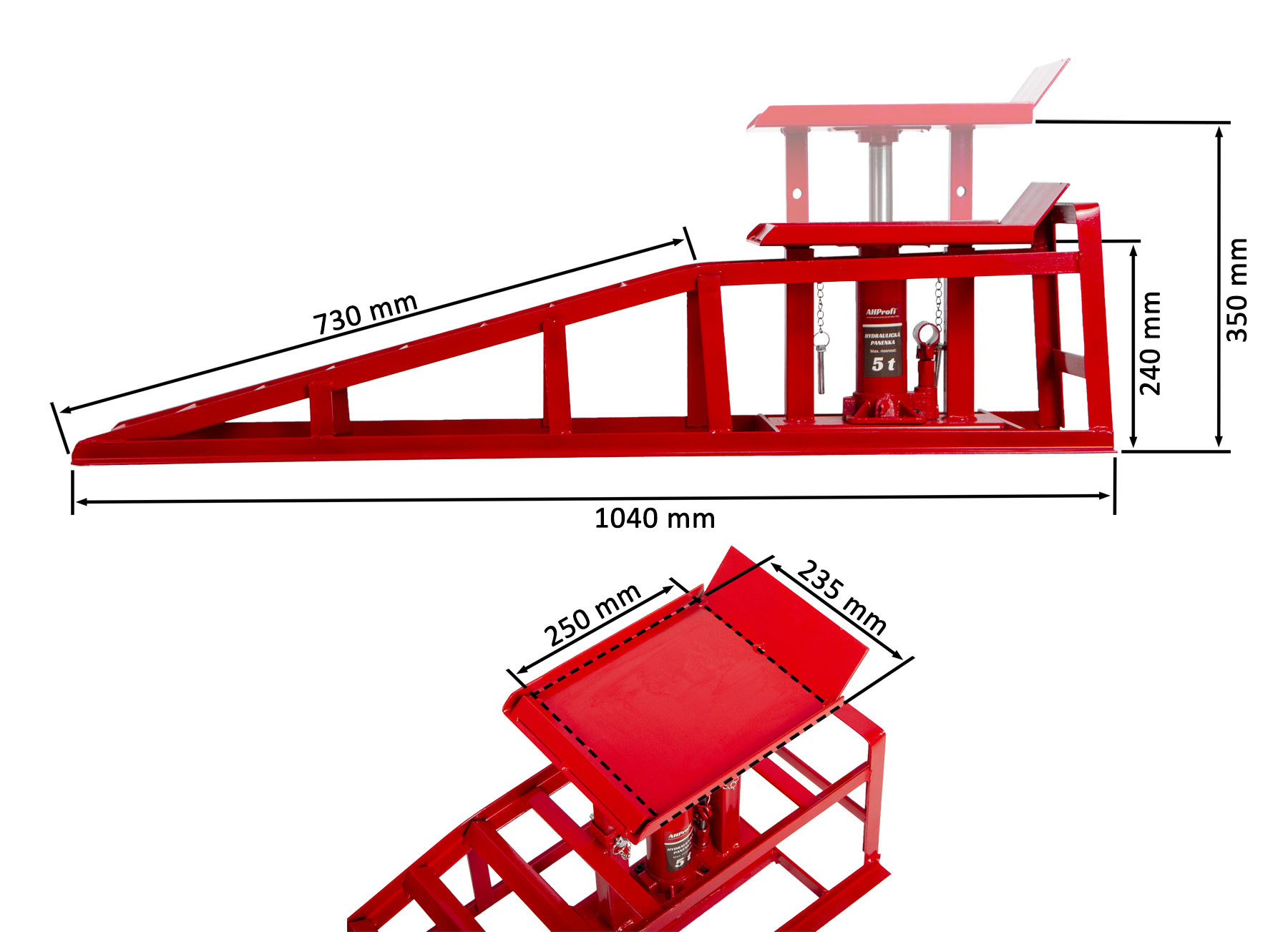 Nájazdové rampy s hydraulickým zdvihákom, pár - 2 t - AH019333