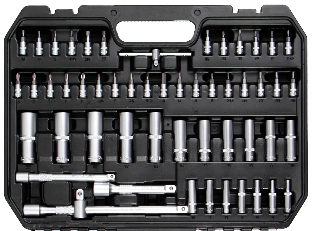 Profesionální gola sada 1/4", 3/8" a 1/2" s nástrčnými klíči, 171 ks - AHProfi